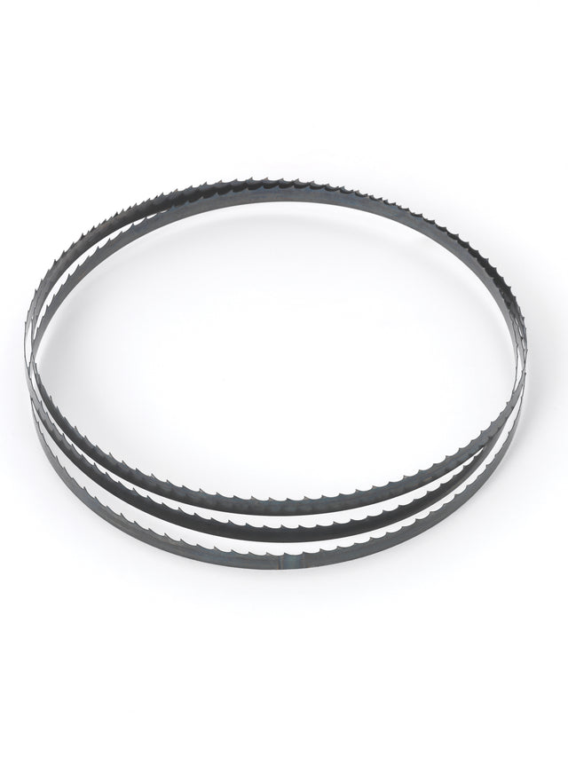 Confezione da tre lame da 1/4", 3/8" e 5/8" compatibili con la sega a nastro Record Power BS300, progettate per tagli curvi e diritti in falegnameria.