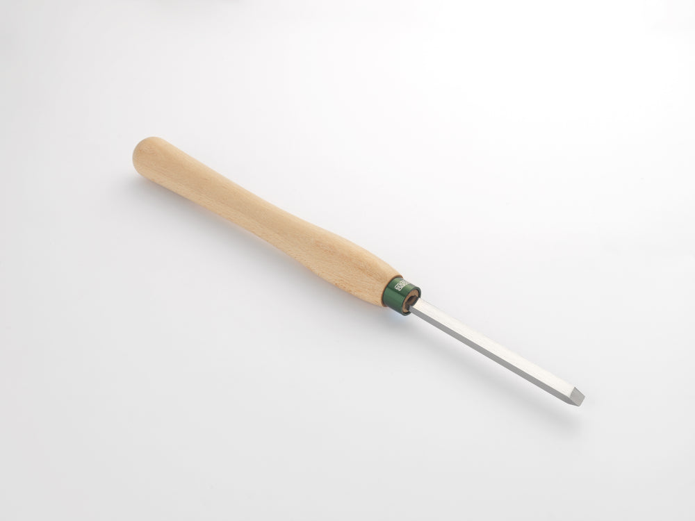 Sgorbia obliqua Record Power da 12,7 mm con lama in HSS e manico in faggio, ideale per finitura e decorazione su tornio.