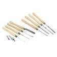 Set ProComfort da 10 utensili per tornitura legno con utensili per ciotole, utensili per mandrino, raschiatore metallo duro, coda di rondine, punta trascinatrice e contropunta.