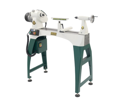 Tornio per legno Record Power Coronet Regent con struttura in ghisa, velocità regolabile elettronicamente e grande capacità di tornitura fino a 1000 mm, ideale per lavorazioni professionali.