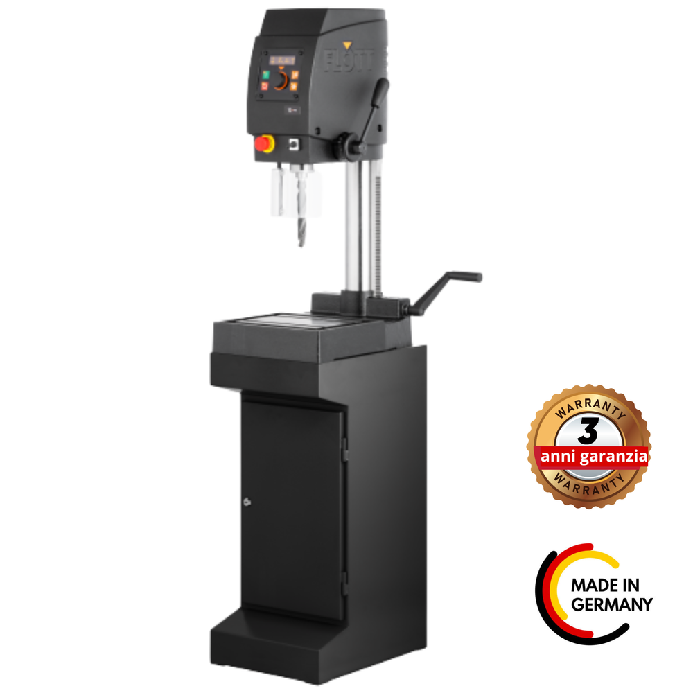 Trapano professionale Flott TBZ 13 Plus con velocità variabile, display OLED, battuta profondità rapida e opzione mandrino B16 o MK2.