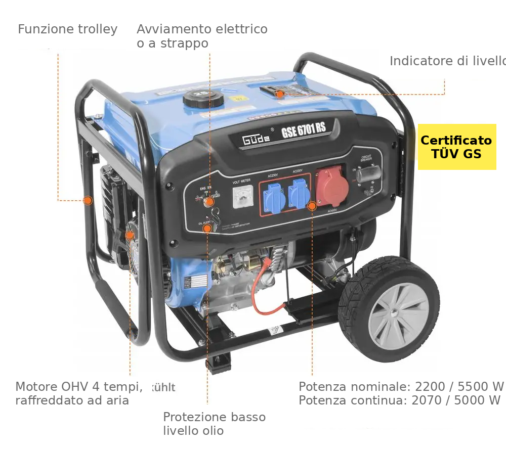 Benzinegenerator Güde GSE 6701 RS