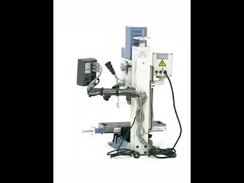 Trapano-fresatrice Bernardo KF 16 Vario met DRO DT 40 3 assen – boren Ø 16 mm, frees front Ø 50 mm, tafel 400 × 120 mm, kop kantelbaar -90°/+90°, motor 0,5 kW, 230V eenfase, gewicht 60 kg