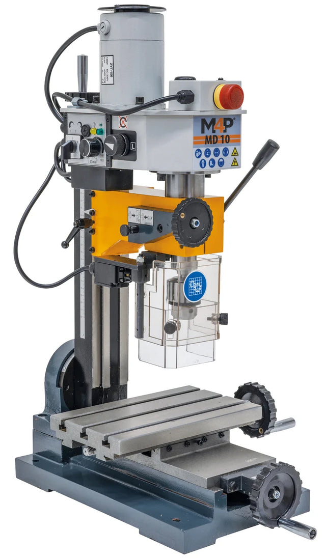 Trapano-fresatrice da banco M4P MD 10 / 230 V con tavola a croce e basamento in ghisa, vista laterale
