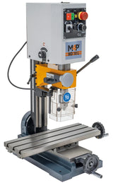 Trapano-fresatrice da banco M4P MD 10 L / 230 V con tavola a croce 400 x 145 mm e basamento in ghisa, vista laterale sinistra