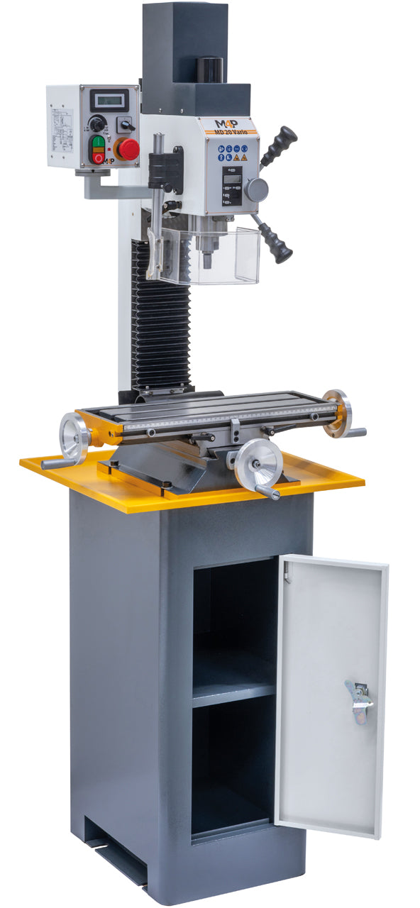 Trapano-fresatrice M4P MD 20 Vario su basamento SMD 2 (accessorio opzionale) con anta aperta, vista laterale sinistra