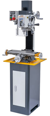 Trapano-fresatrice M4P MD 20 Vario montata su basamento SMD 2 con vasca raccoglitrucioli (accessorio opzionale), vista laterale destra